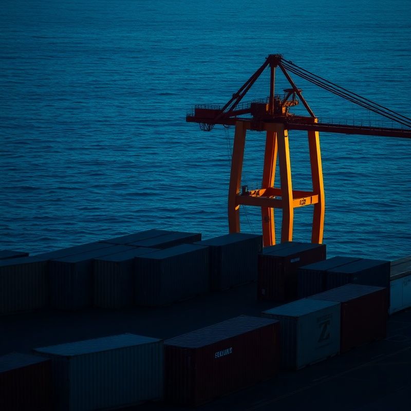 Intermodal shipping containers at Vancouver port under Pacific morning light